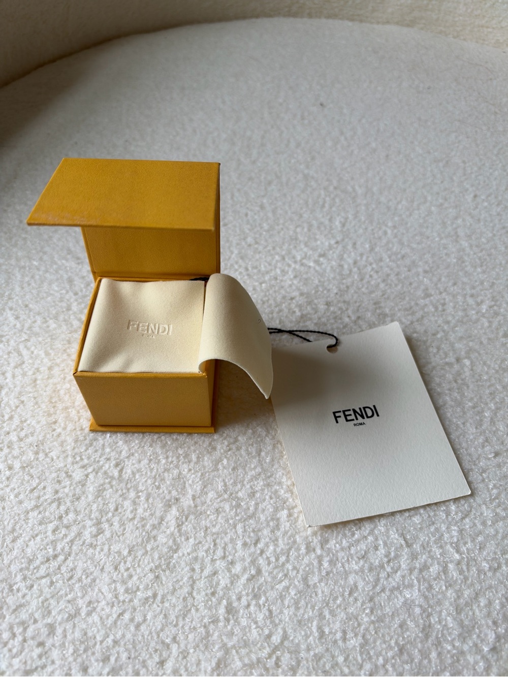 Fendi Men’s or Womens Ring Jewelry Box with Security tag Yellow